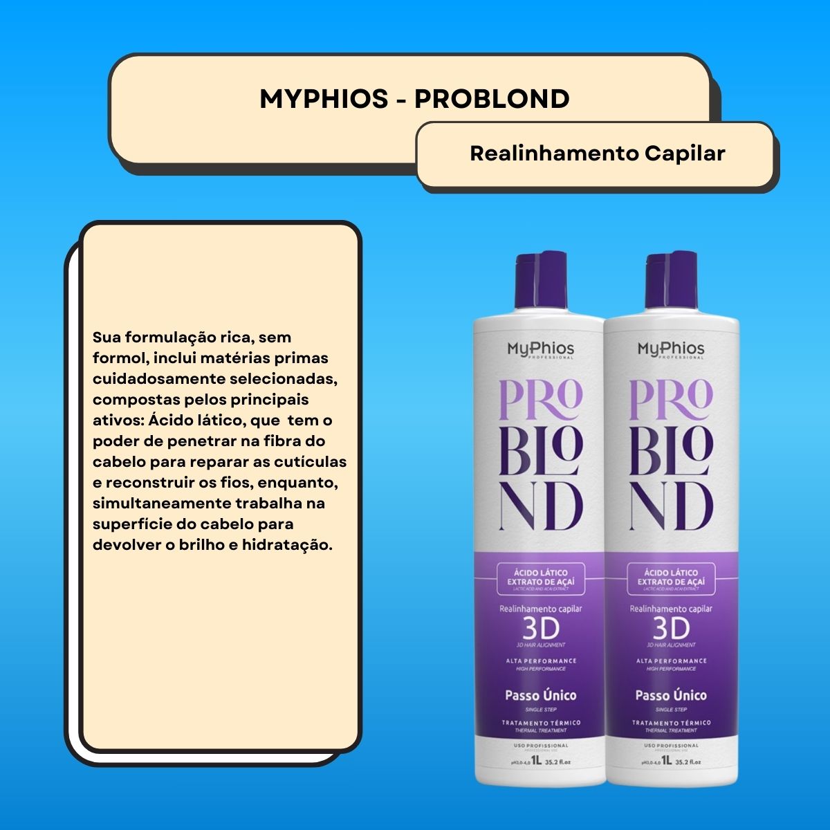 Kit MyPhios ProBlond 2 Realinhamento Capilar 1 Litro