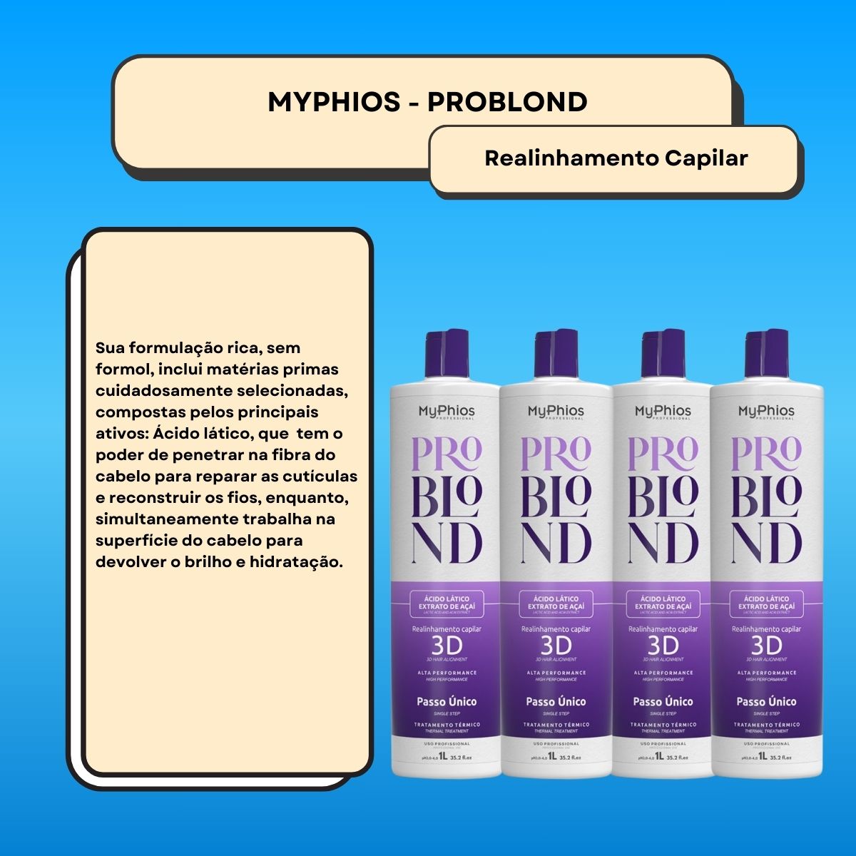 Kit MyPhios ProBlond 4 Realinhamento Capilar 1 Litro