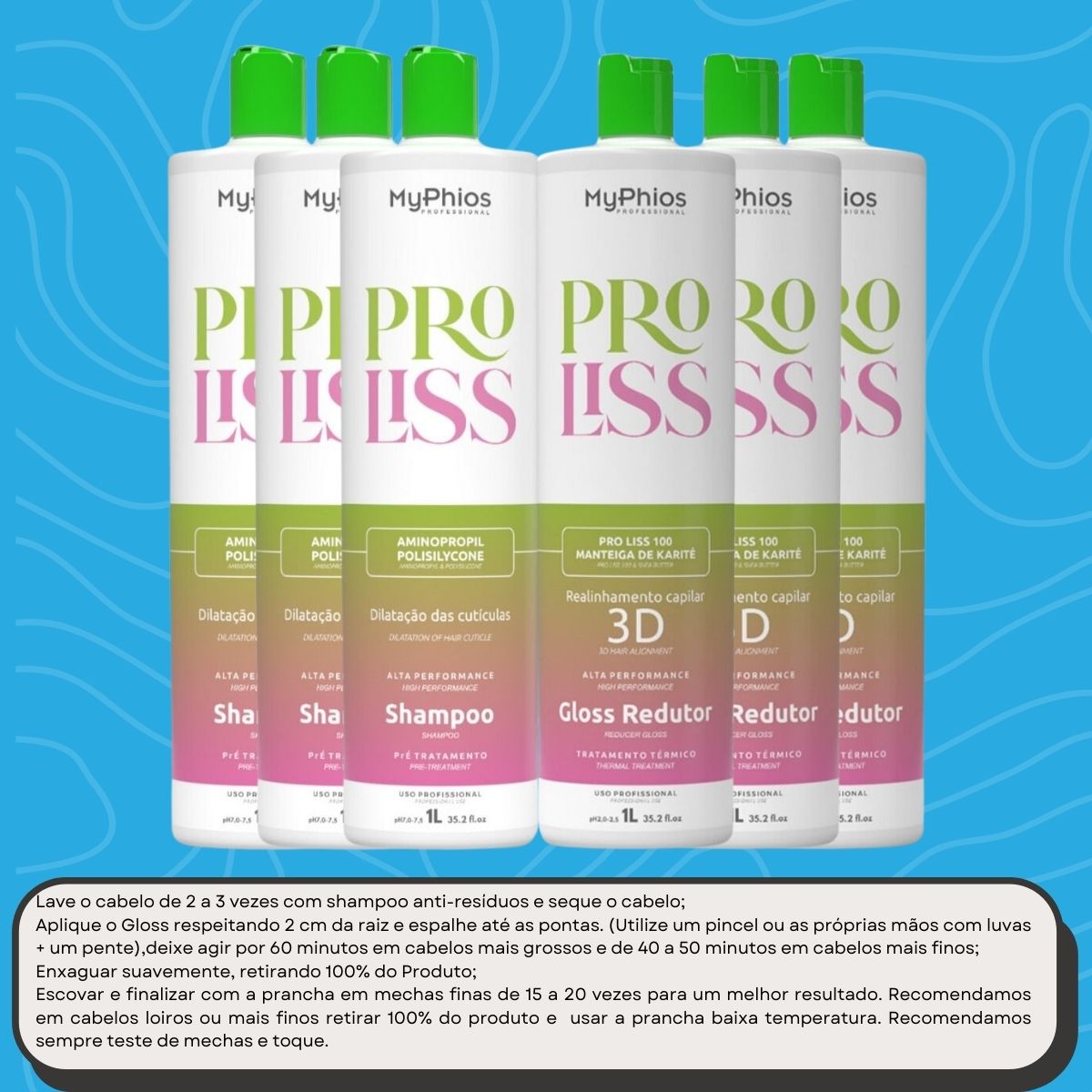 Kit MyPhios ProLiss 3 Realinhamento Capilar 1 Litro