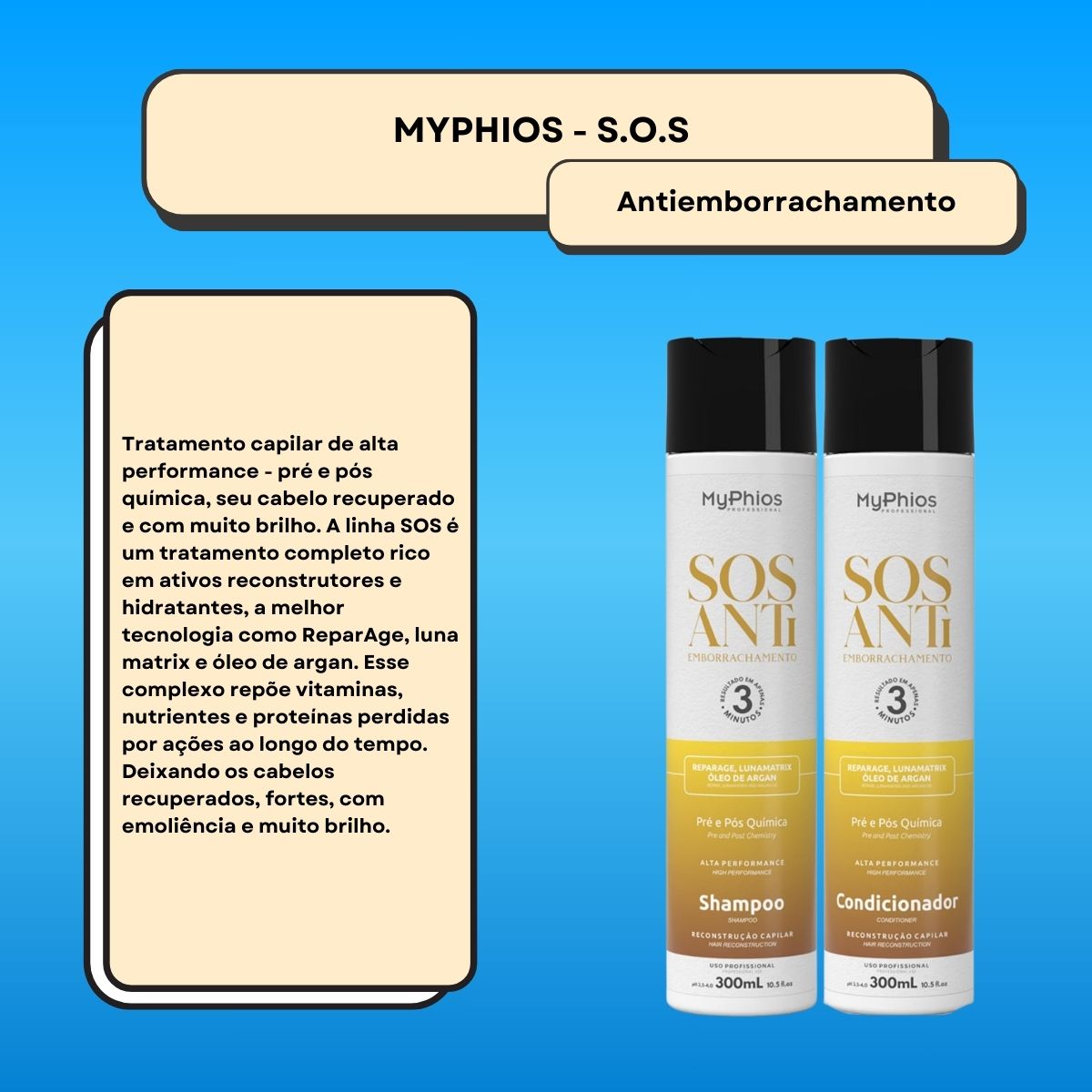 Kit MyPhios SOS Antiemborrachamento Shampoo e Condicionador 300 ml