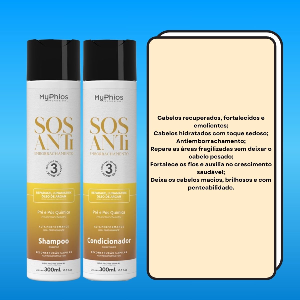 Kit MyPhios SOS Antiemborrachamento Shampoo e Condicionador 300 ml