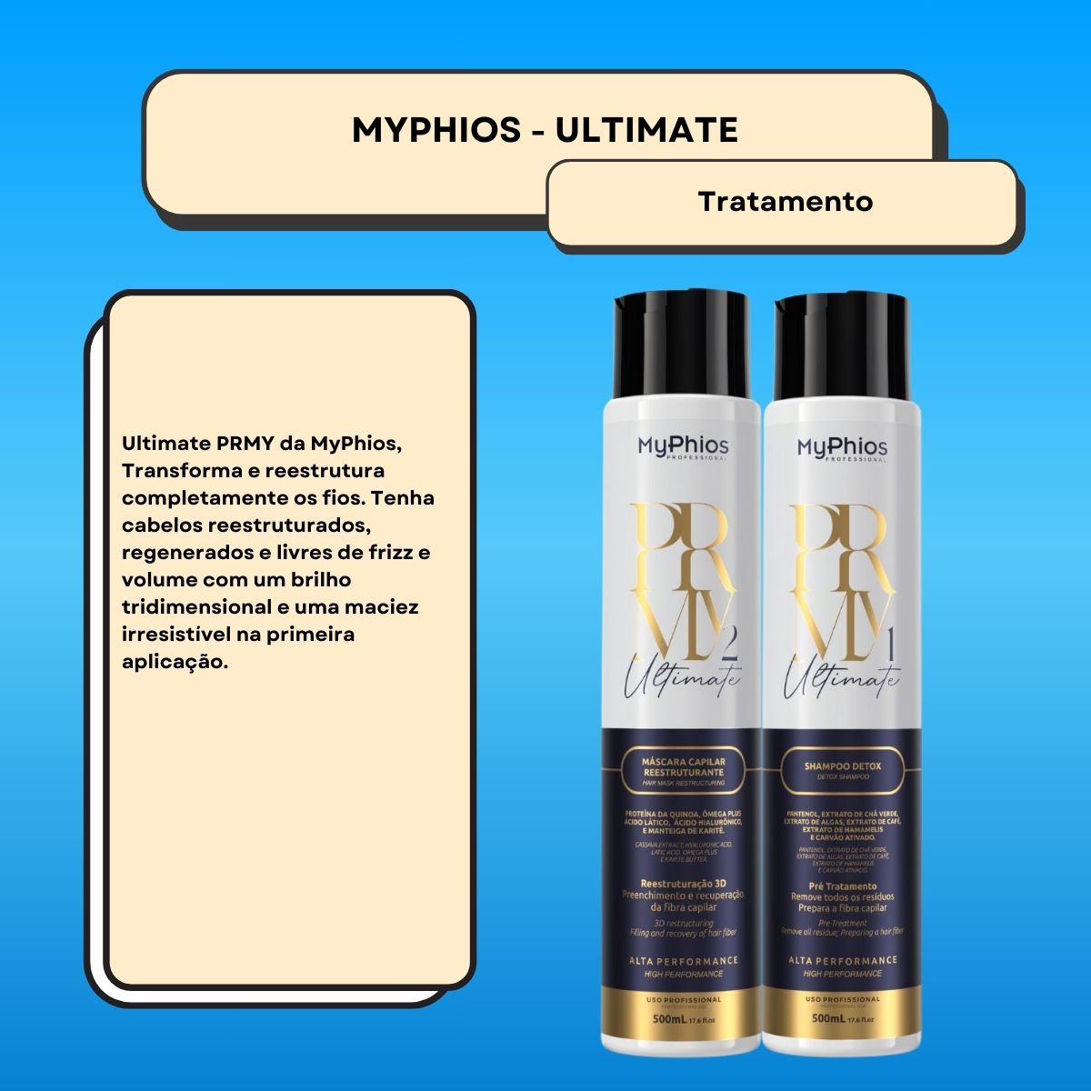 Kit MyPhios Ultimate PRMY Shampoo Detox e Máscara 500 ml