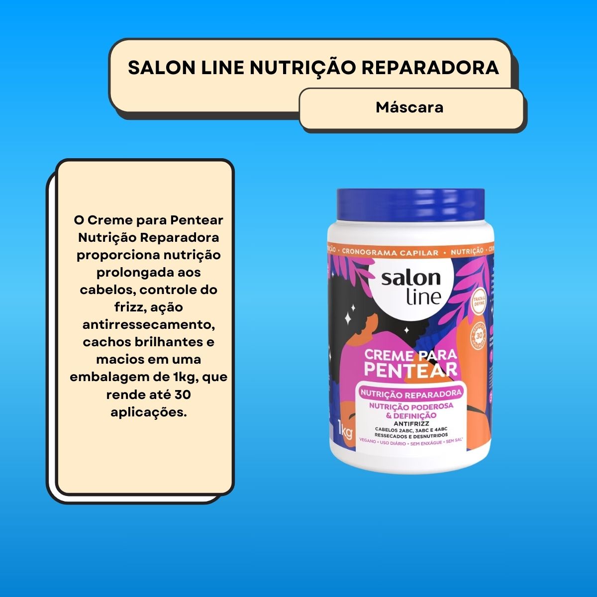Creme de Pentear Salon Line Nutrição Reparadora 1 Kg