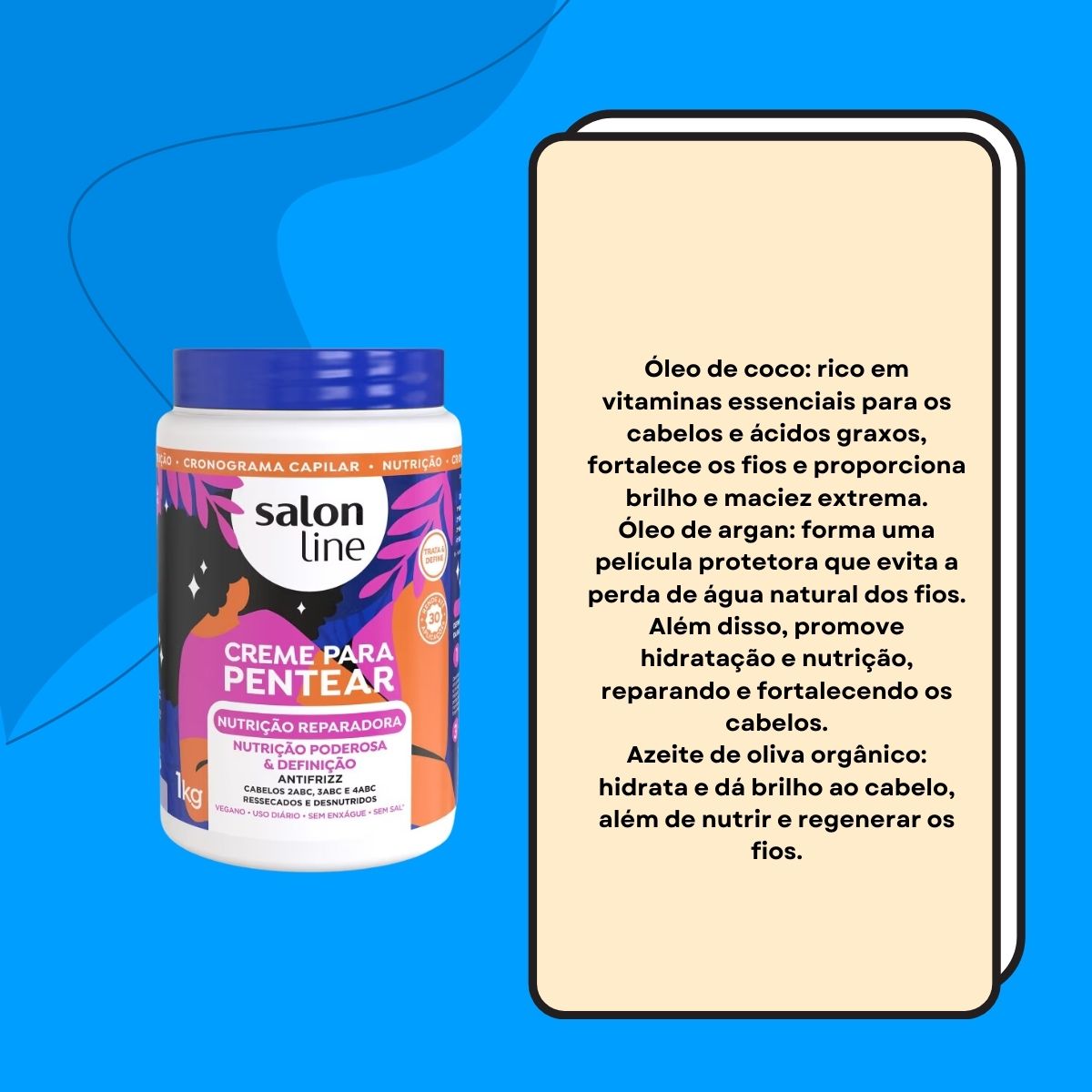 Creme de Pentear Salon Line Nutrição Reparadora 1 Kg