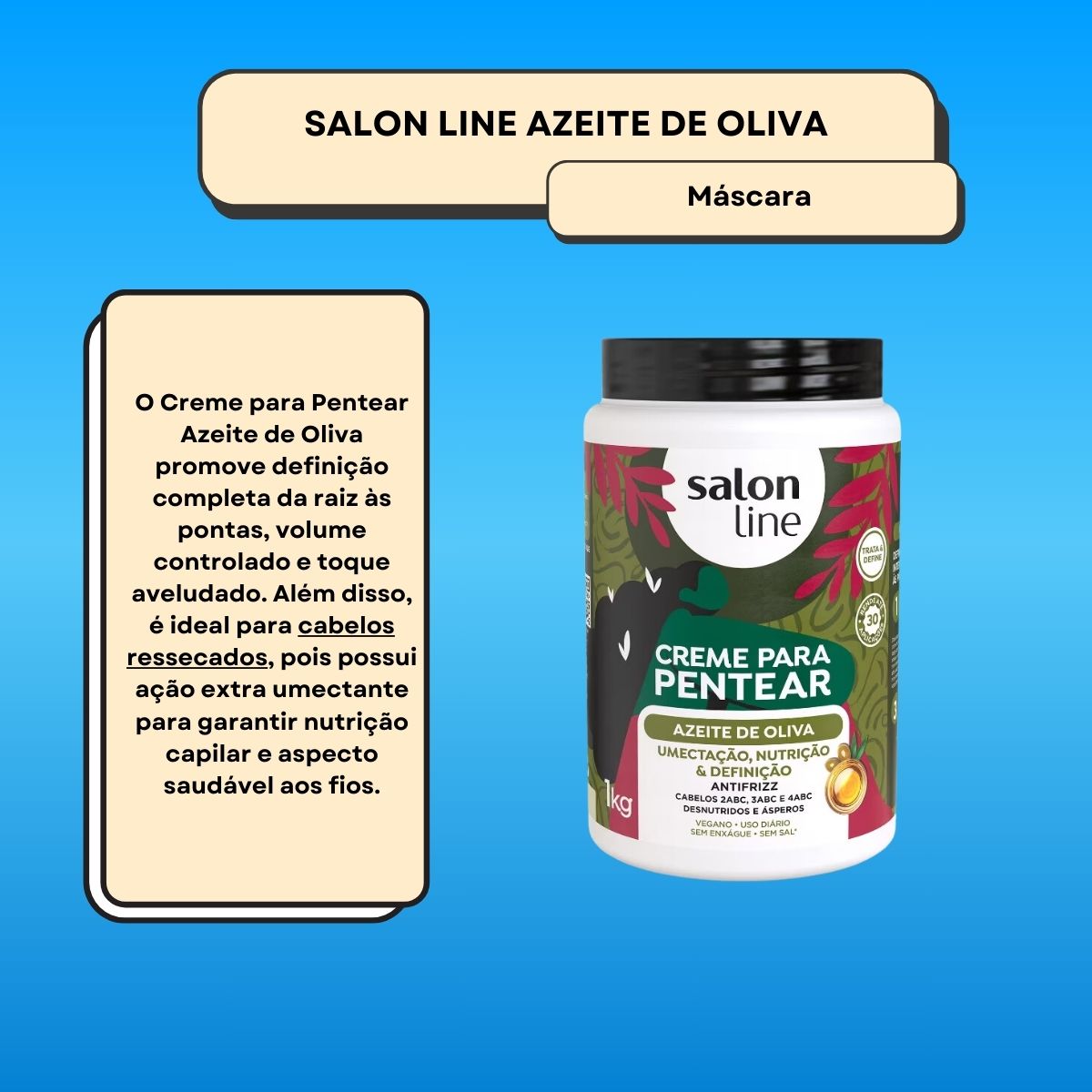 Creme de Pentear Salon Line Azeite de Oliva 1 Kg