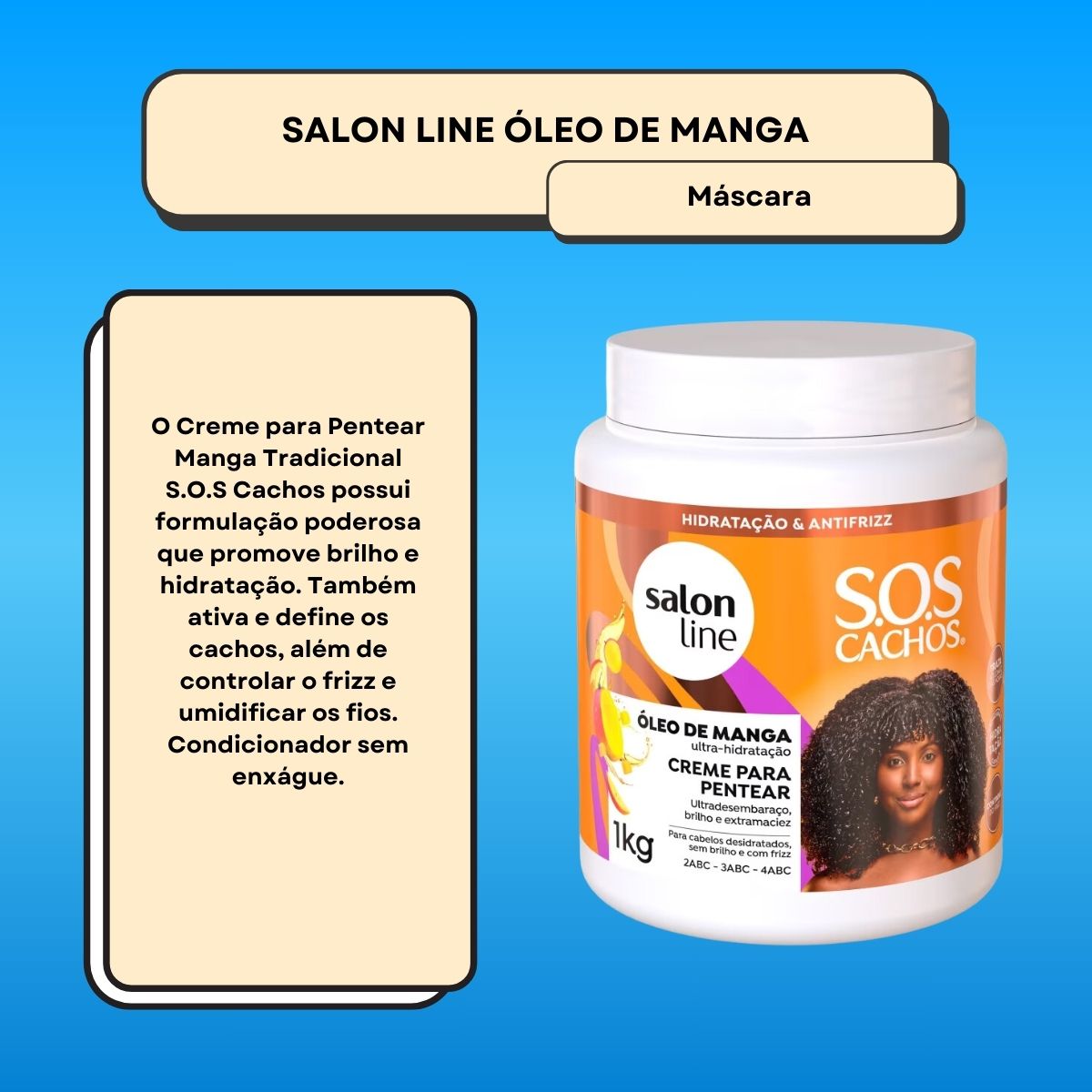 Creme de Pentear Salon Line SOS Cachos Oleo de Manga para Cabelo Cacheado 1 Kg