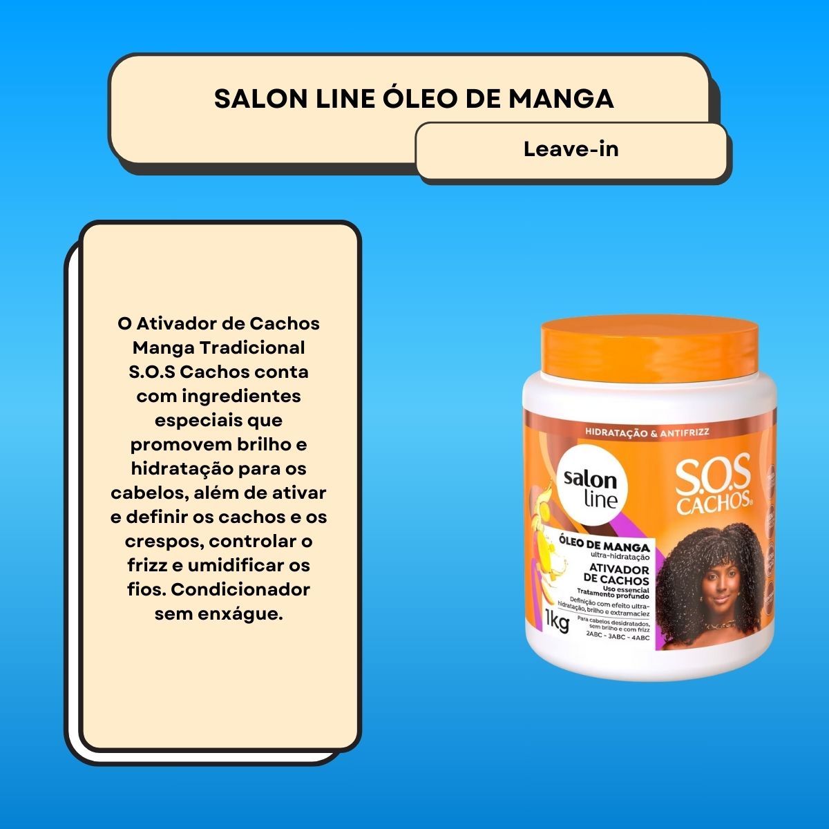 Creme de Pentear Salon Line SOS Cachos Oleo de Manga Ativador de Cachos para Cabelo Cacheado 1 Kg