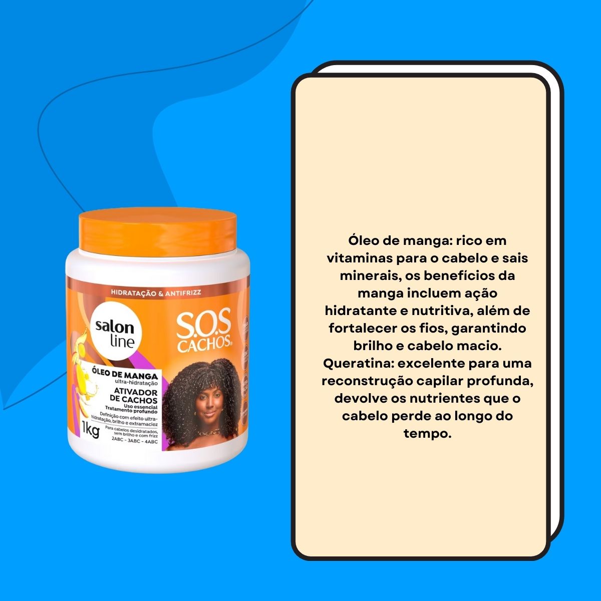 Creme de Pentear Salon Line SOS Cachos Oleo de Manga Ativador de Cachos para Cabelo Cacheado 1 Kg