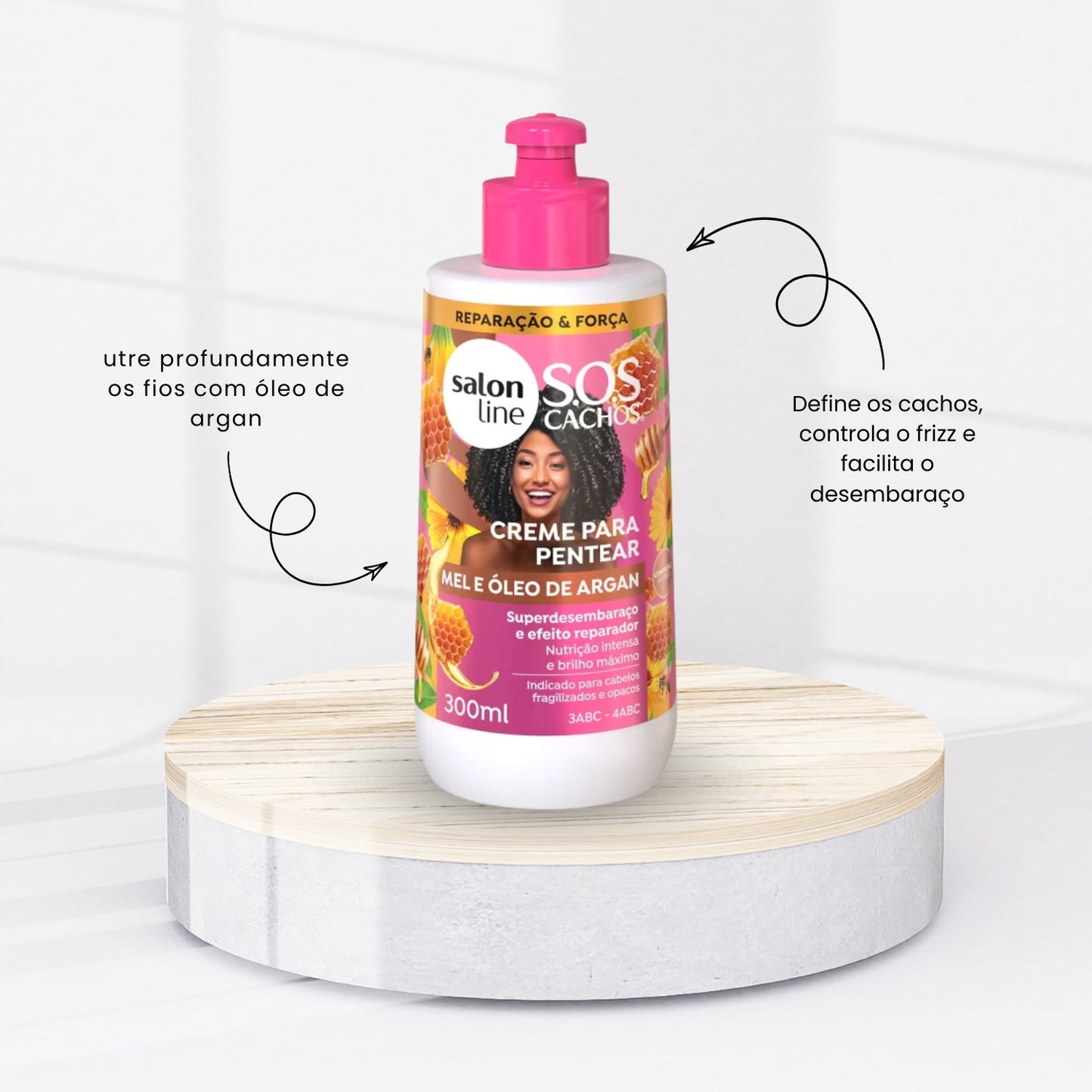 Creme de Pentear Salon Line SOS Cachos Oleo de Argan para Cabelo Cacheado 300 ml