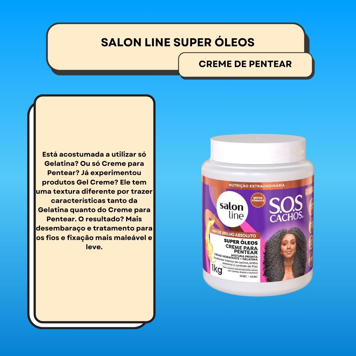 Salon Line SOS Cachos Super Oleos Gel Creme para Cabelo Cacheado 1 Kg