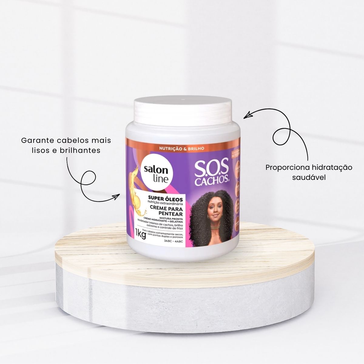 Salon Line SOS Cachos Super Oleos Gel Creme para Cabelo Cacheado 1 Kg