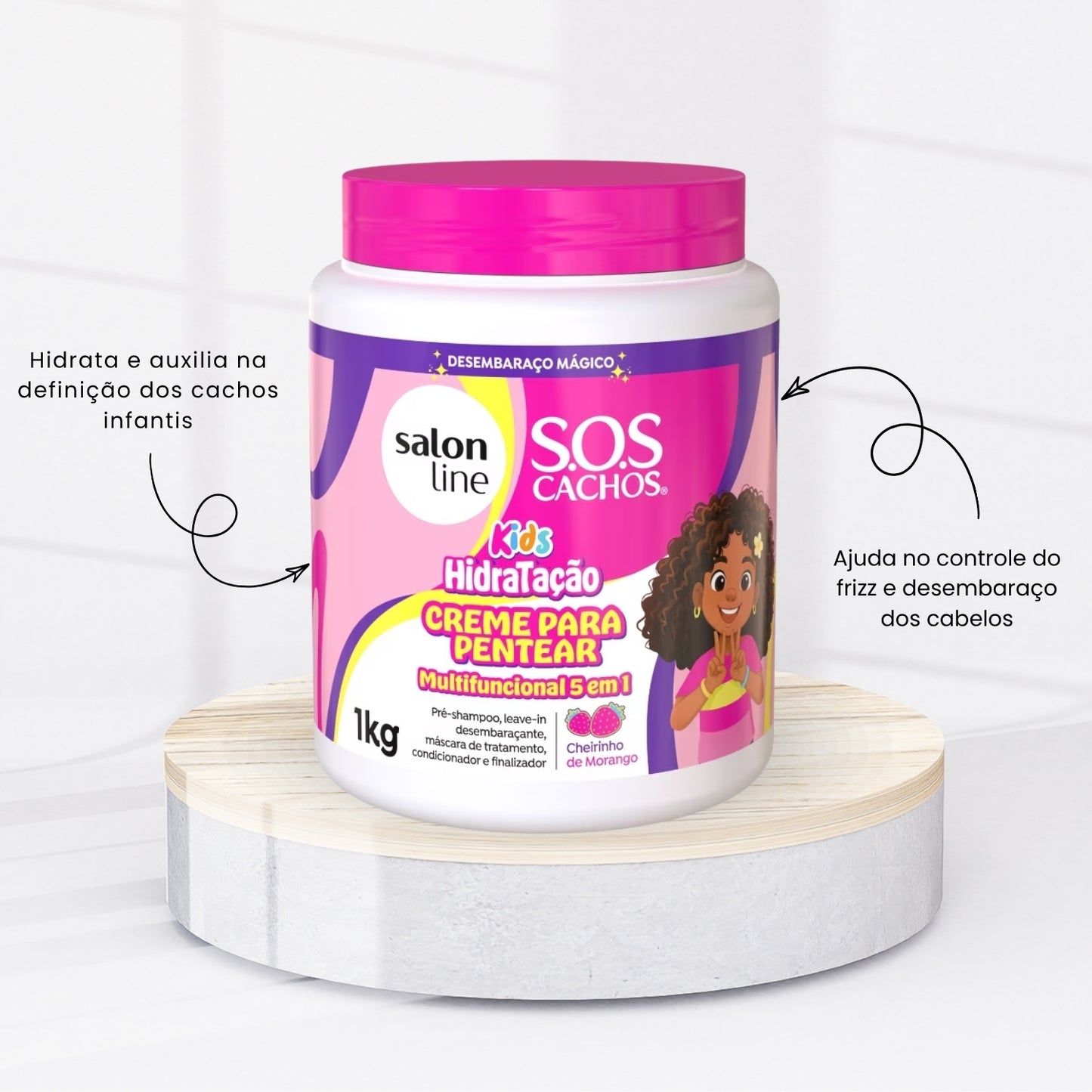 Creme de Pentear Salon Line SOS Cachos Kids 5 em 1 Creme para Cabelo Cacheado 1 Kg