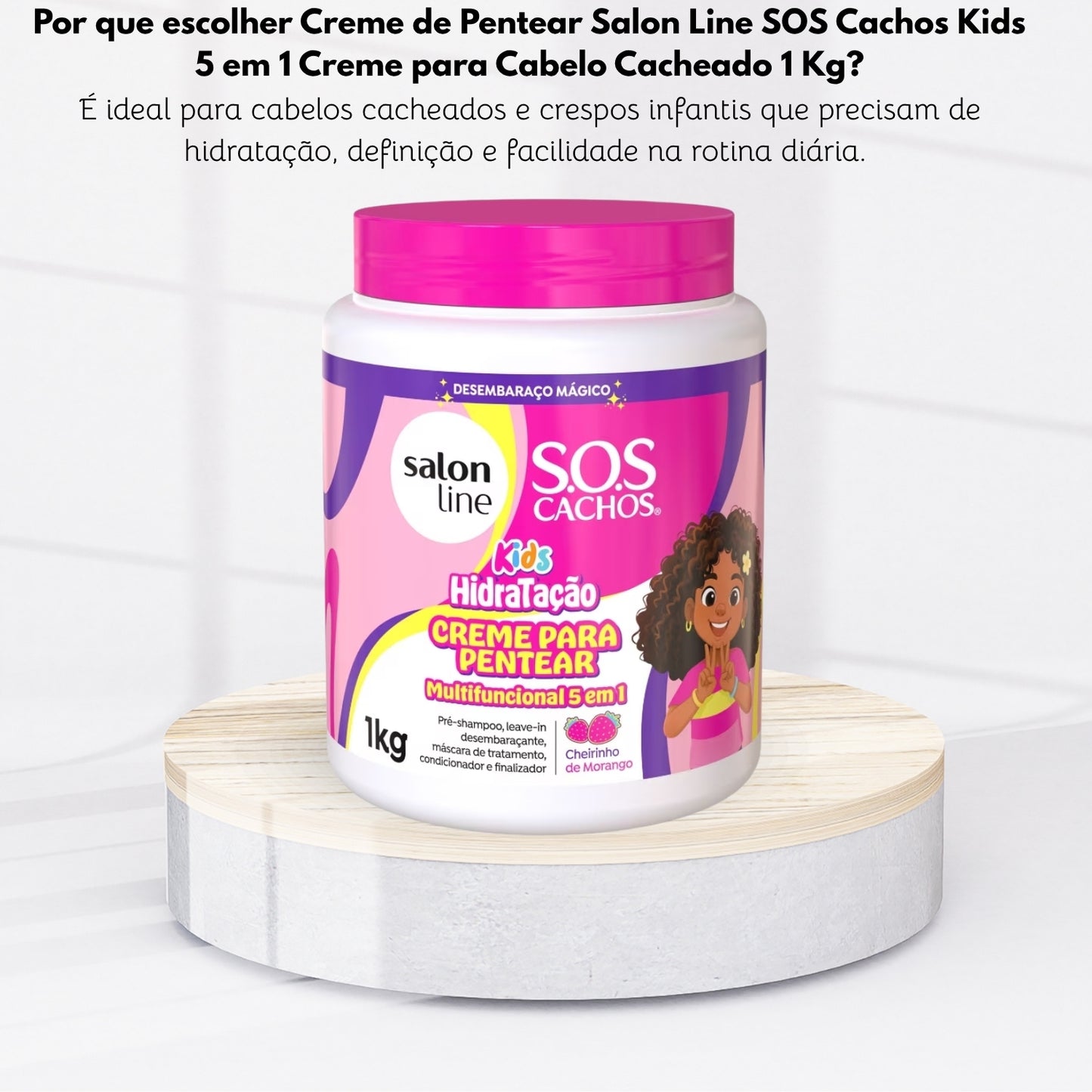 Creme de Pentear Salon Line SOS Cachos Kids 5 em 1 Creme para Cabelo Cacheado 1 Kg