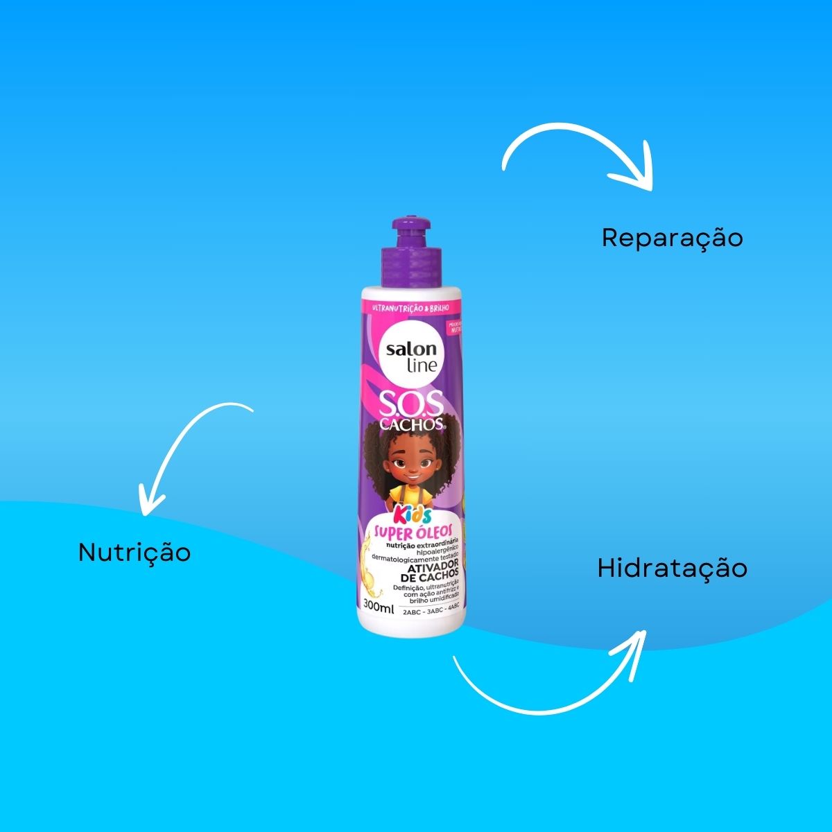 Creme de Pentear Salon Line SOS Cachos Kids Super Oleos para Cabelo Cacheado 300 ml