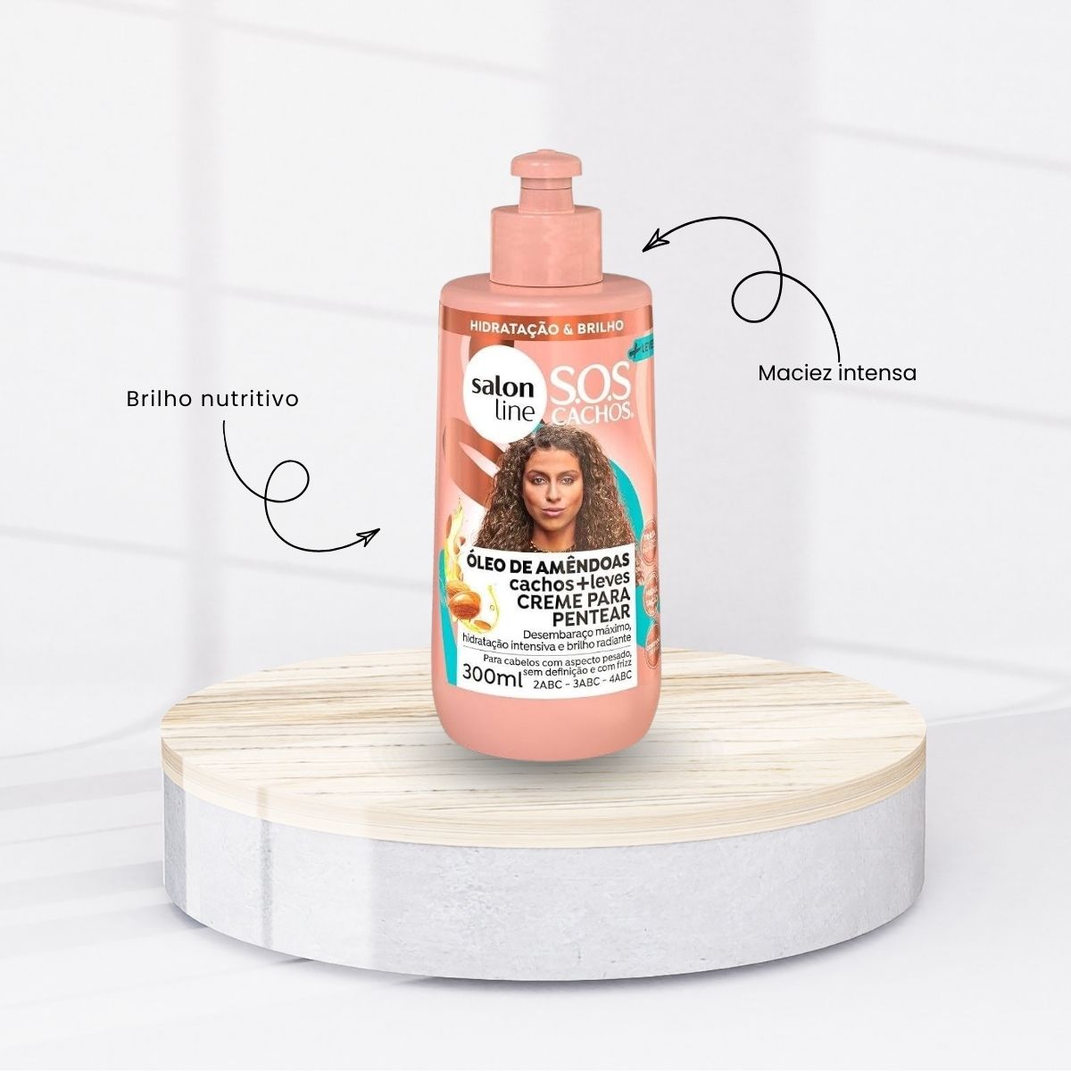 Creme de Pentear Salon Line SOS Cachos Oleo de Amendôas para Cabelo Cacheado 300 ml