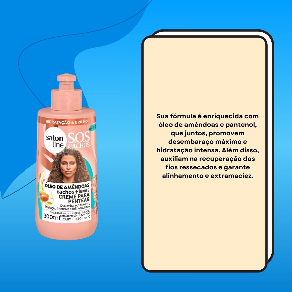 Creme de Pentear Salon Line SOS Cachos Oleo de Amendôas para Cabelo Cacheado 300 ml