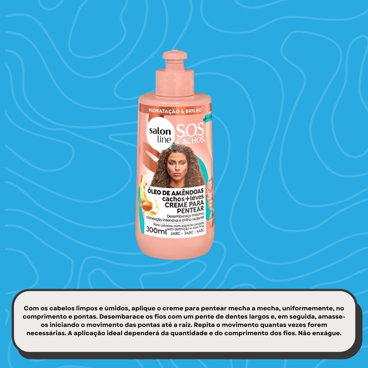 Creme de Pentear Salon Line SOS Cachos Oleo de Amendôas para Cabelo Cacheado 300 ml