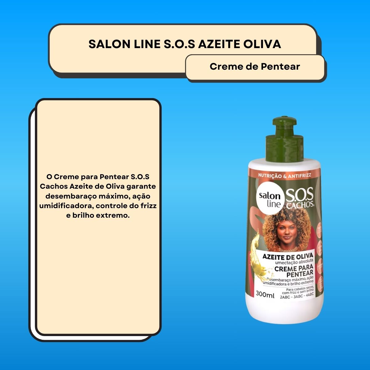 Creme de Pentear Salon Line SOS Cachos Azeite de Oliva Creme para Cabelo Cacheado 300 ml