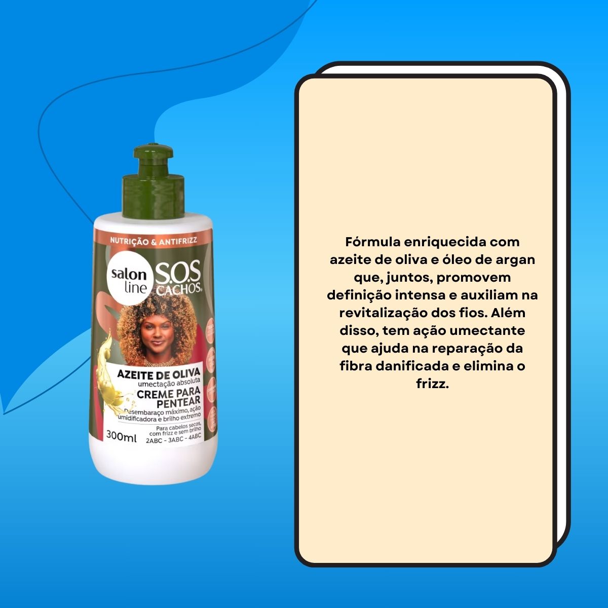 Creme de Pentear Salon Line SOS Cachos Azeite de Oliva Creme para Cabelo Cacheado 300 ml