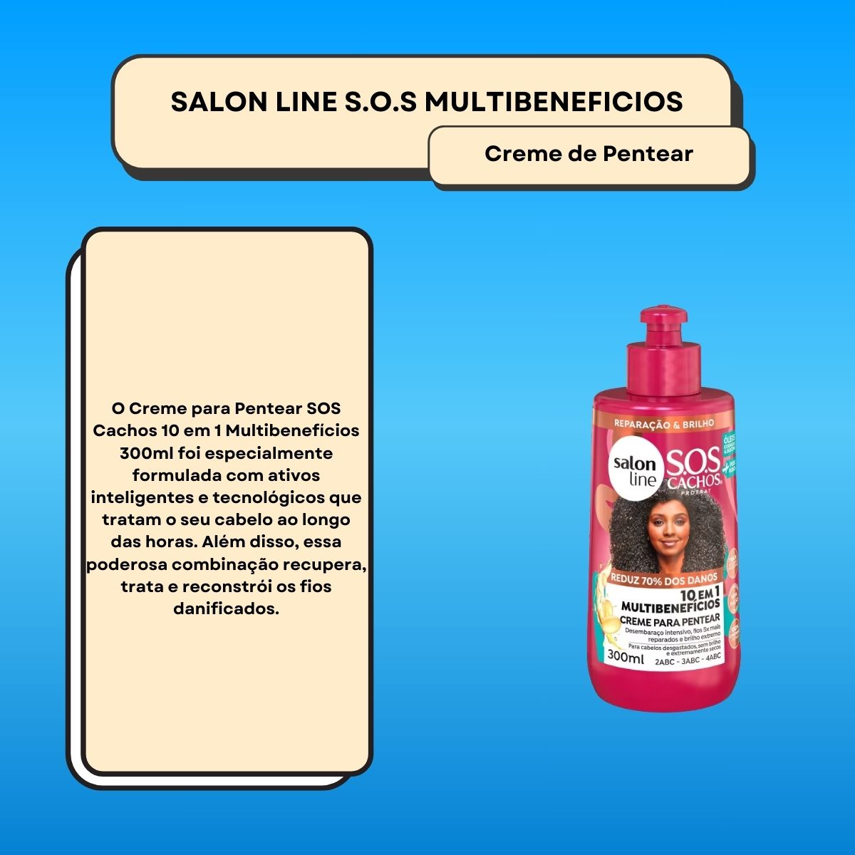 Creme de Pentear Salon Line SOS Cachos Multibenefícios Creme para Cabelo Cacheado 300 ml