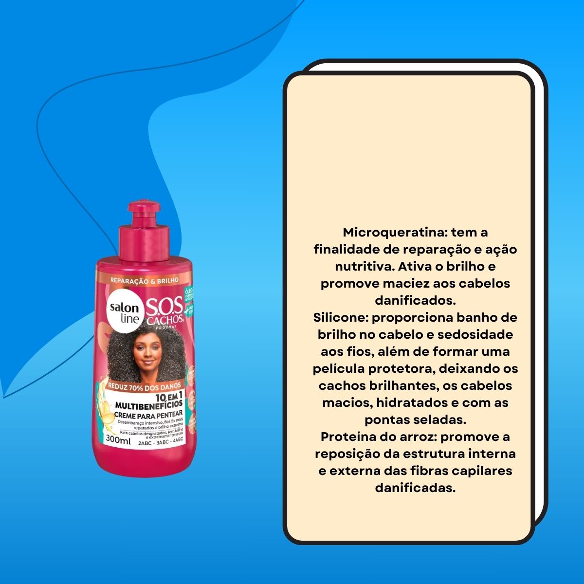 Creme de Pentear Salon Line SOS Cachos Multibenefícios Creme para Cabelo Cacheado 300 ml