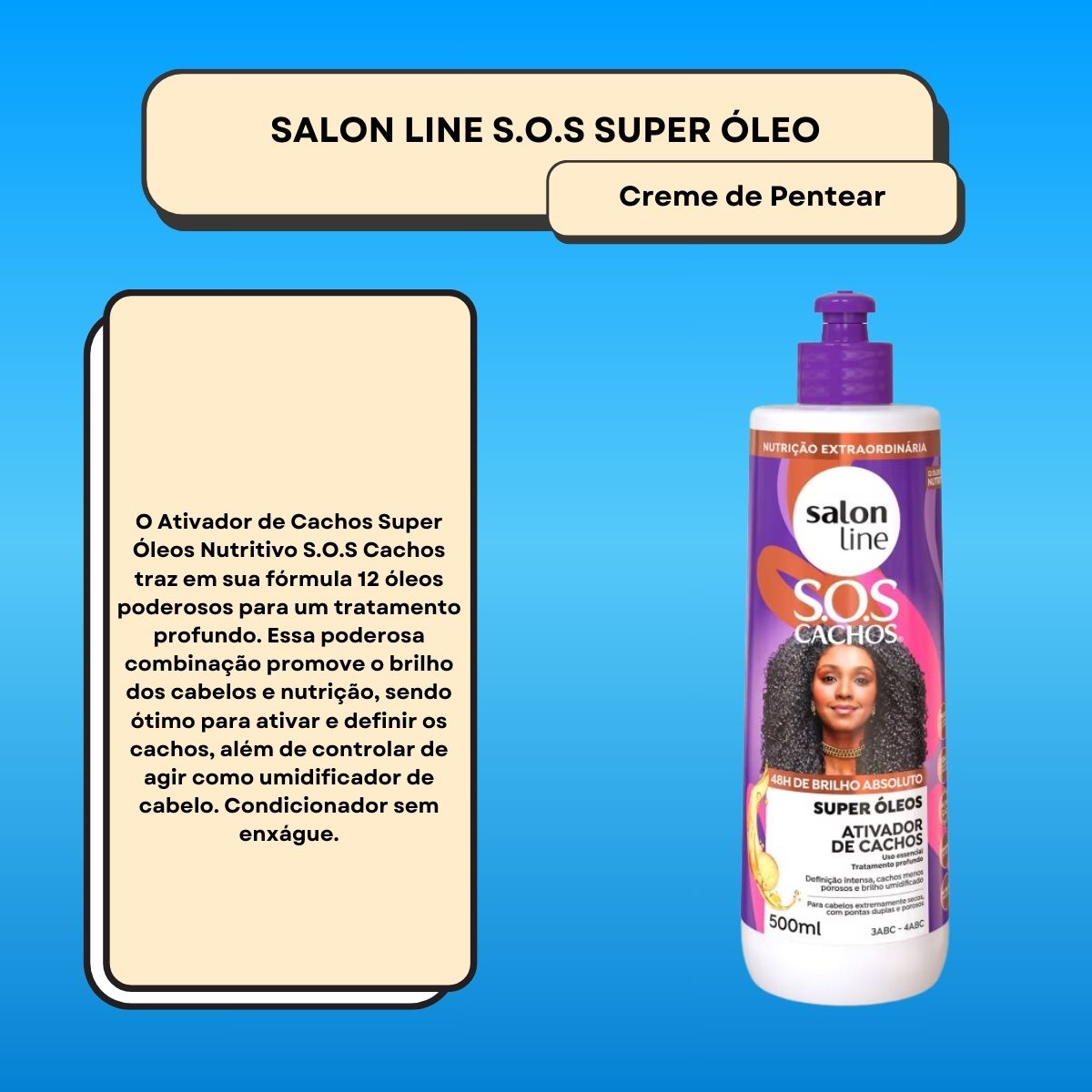 Ativador de Cachos Salon Line SOS Cachos Super Oleos 500 ml para Cabelo Cacheado