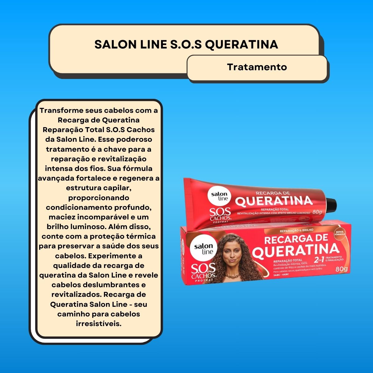 Salon Line SOS Cachos Recarga de Queratina para Cabelo Cacheado 80 g