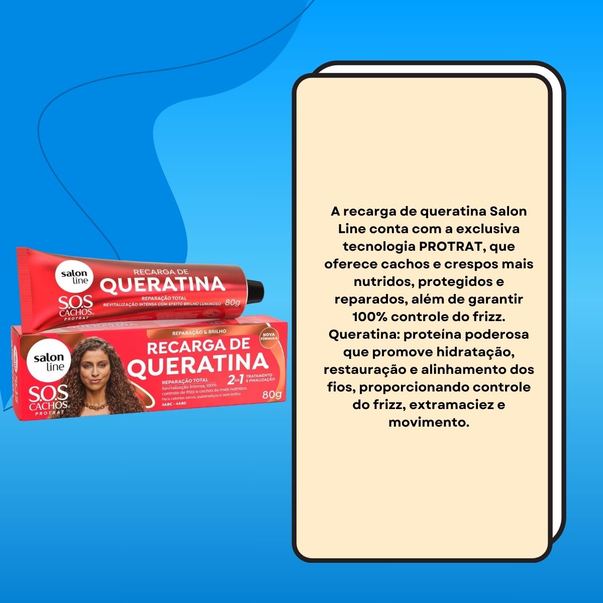 Salon Line SOS Cachos Recarga de Queratina para Cabelo Cacheado 80 g