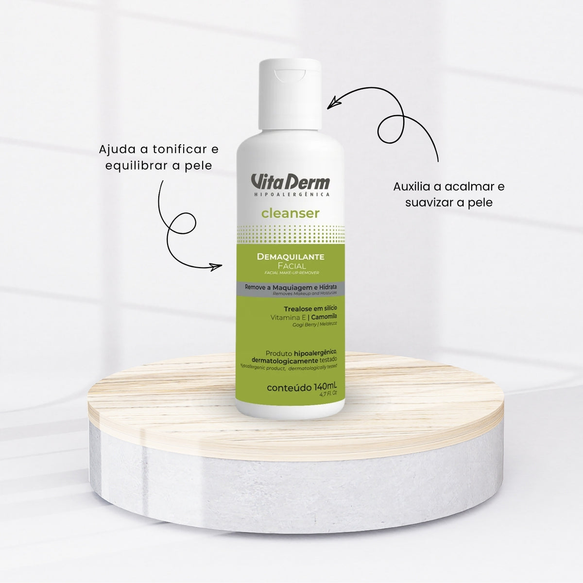 Vita Derm Hipoalergênica Cleanser Demaquilante Facial 140 ml