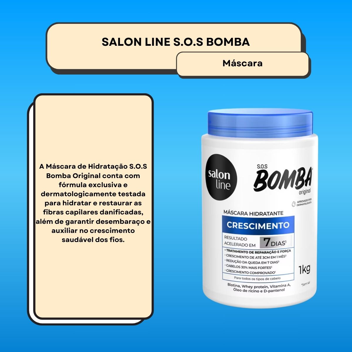Máscara Salon Line SOS Bomba Original de Máscara de Crescimento Capilar 1 Kg