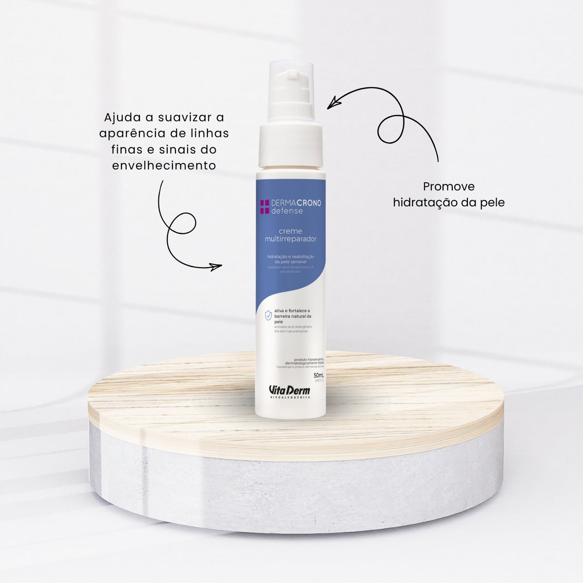 Vita Derm Hipoalergênica Dermacrono Creme com Ácido Hialurônico 50 ml