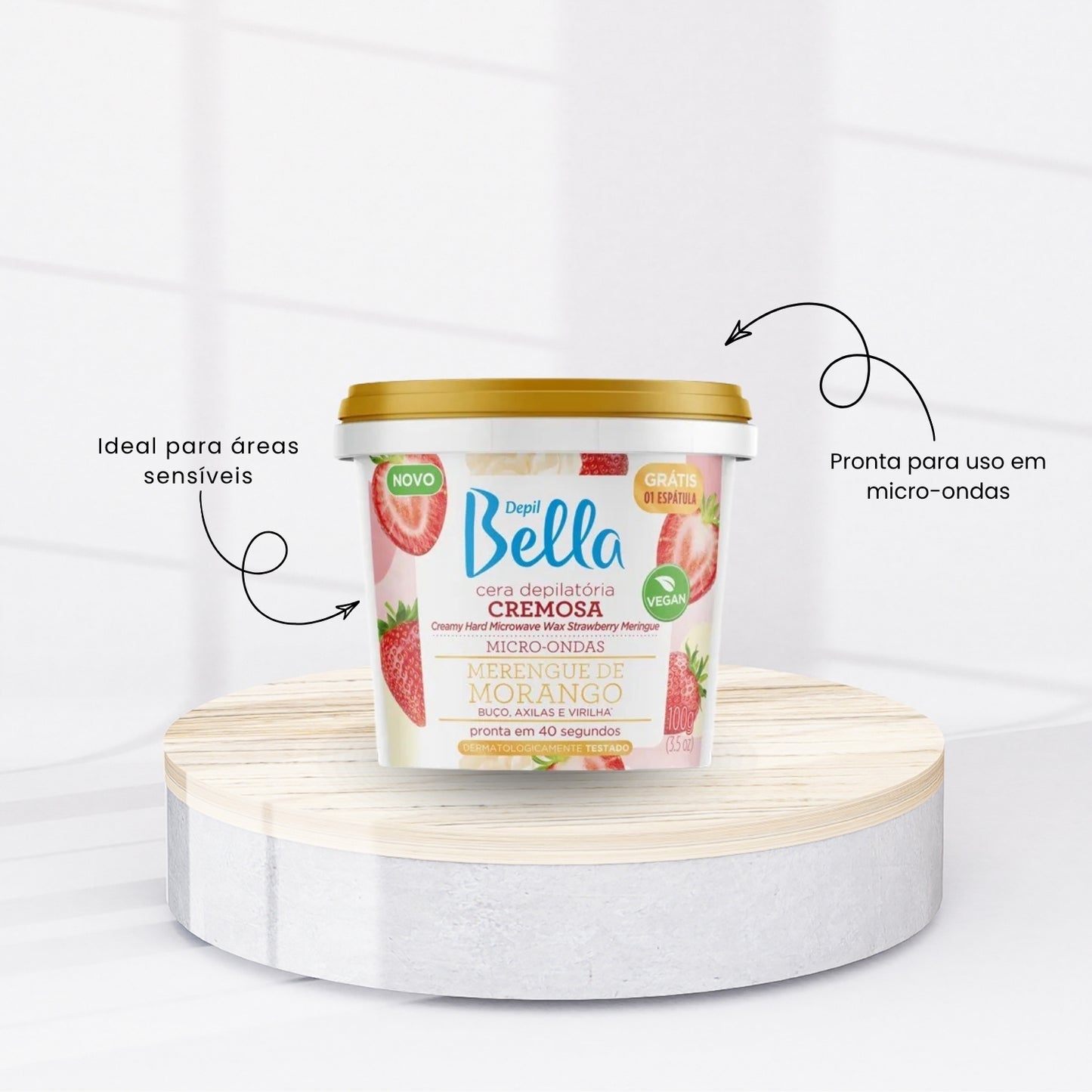 Cera Depilatória Depil Bella Micro-Ondas Morango 100 g
