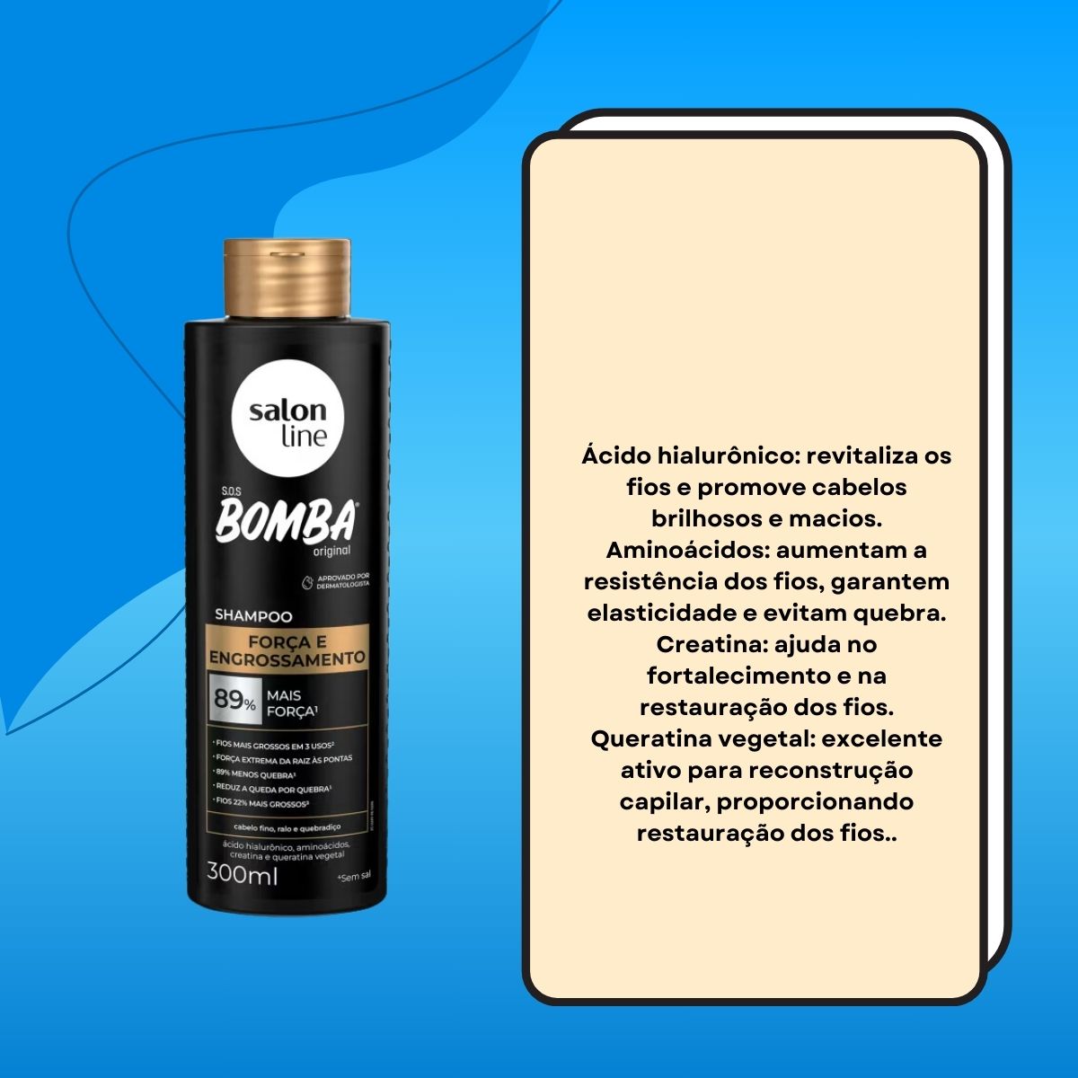Shampoo Salon Line SOS Bomba Força e Engrossamento 300 ml