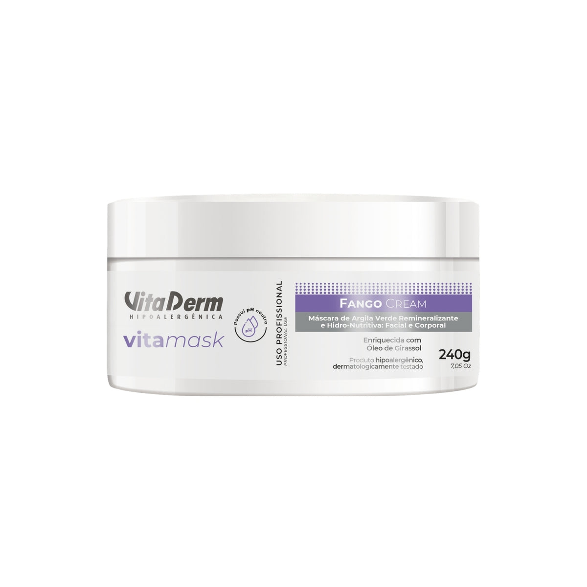 Vita Derm Hipoalergênica VitaMask Fango Cream Máscara 240 g