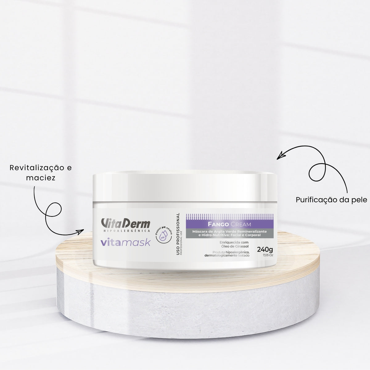 Vita Derm Hipoalergênica VitaMask Fango Cream Máscara 240 g