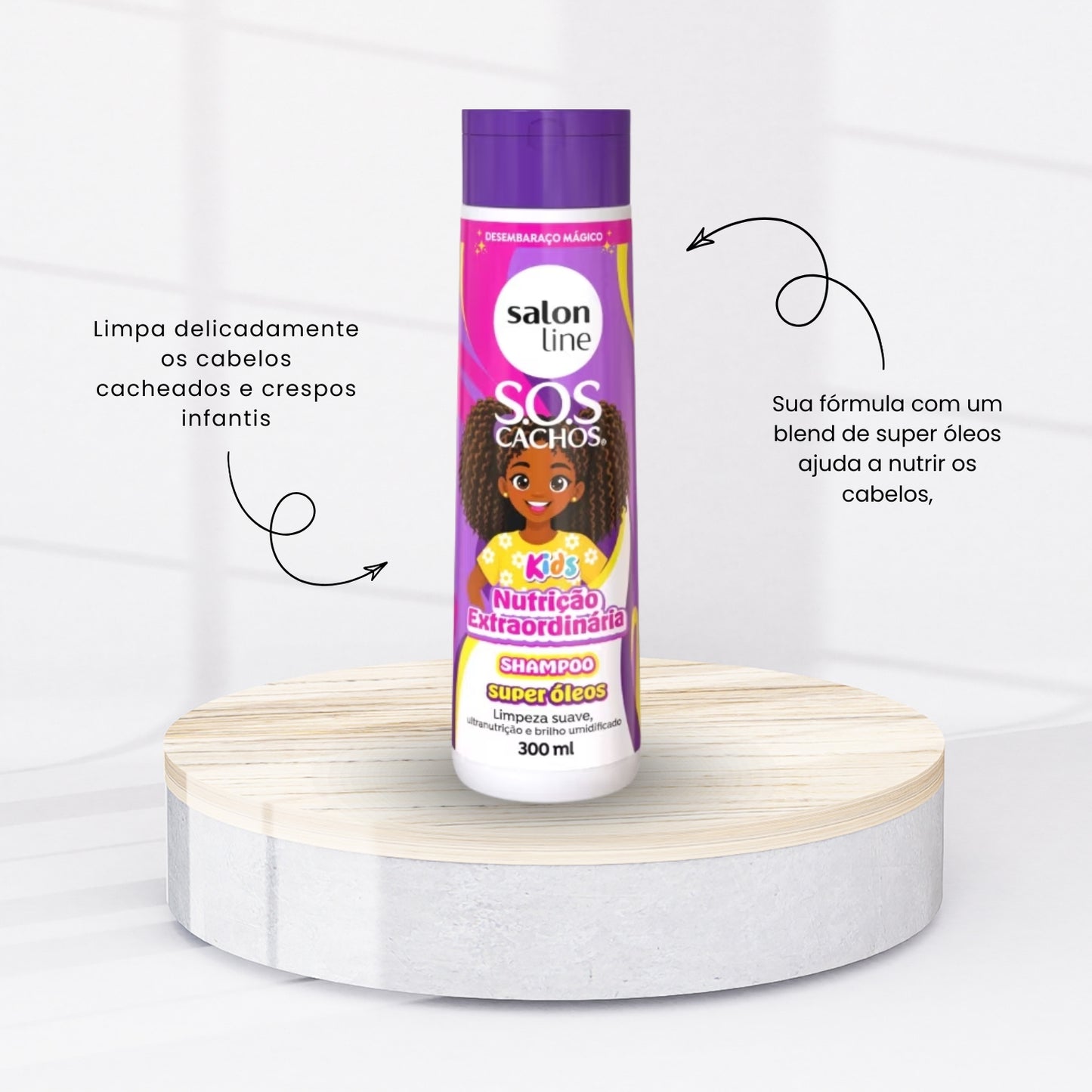 Shampoo Salon Line SOS Cachos Kids Super Oleos para Cabelo Cacheado 300ml