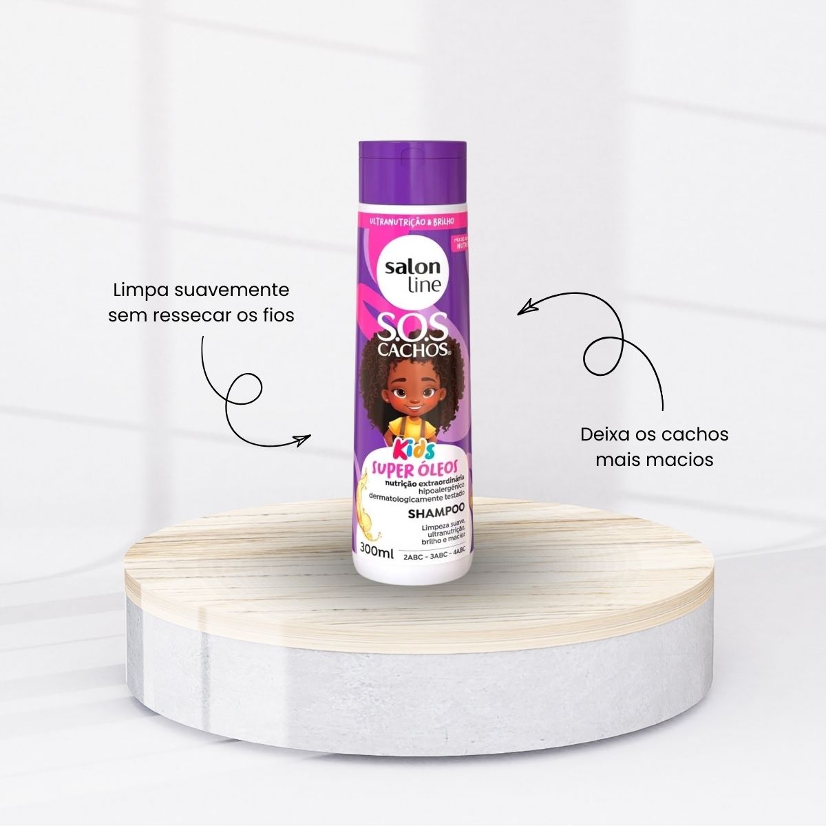 Shampoo Salon Line SOS Cachos Kids Super Oleos para Cabelo Cacheado 300ml