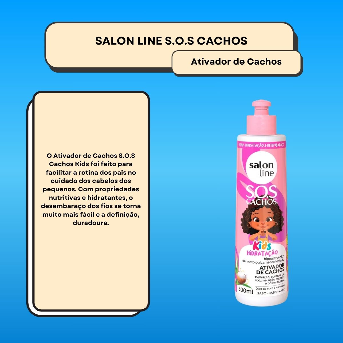 Ativador de Cachos Salon Line SOS Cachos Kids para Cabelo Cacheado 300 ml