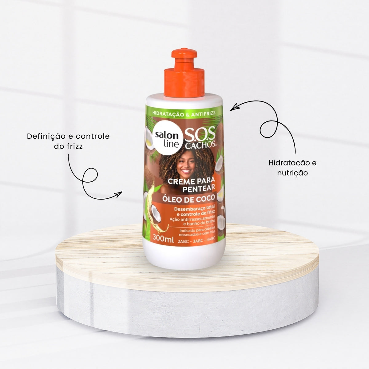 Creme de Pentear Salon Line S.O.S Cachos Oleo de Coco para Cabelo Cacheado 300 ml