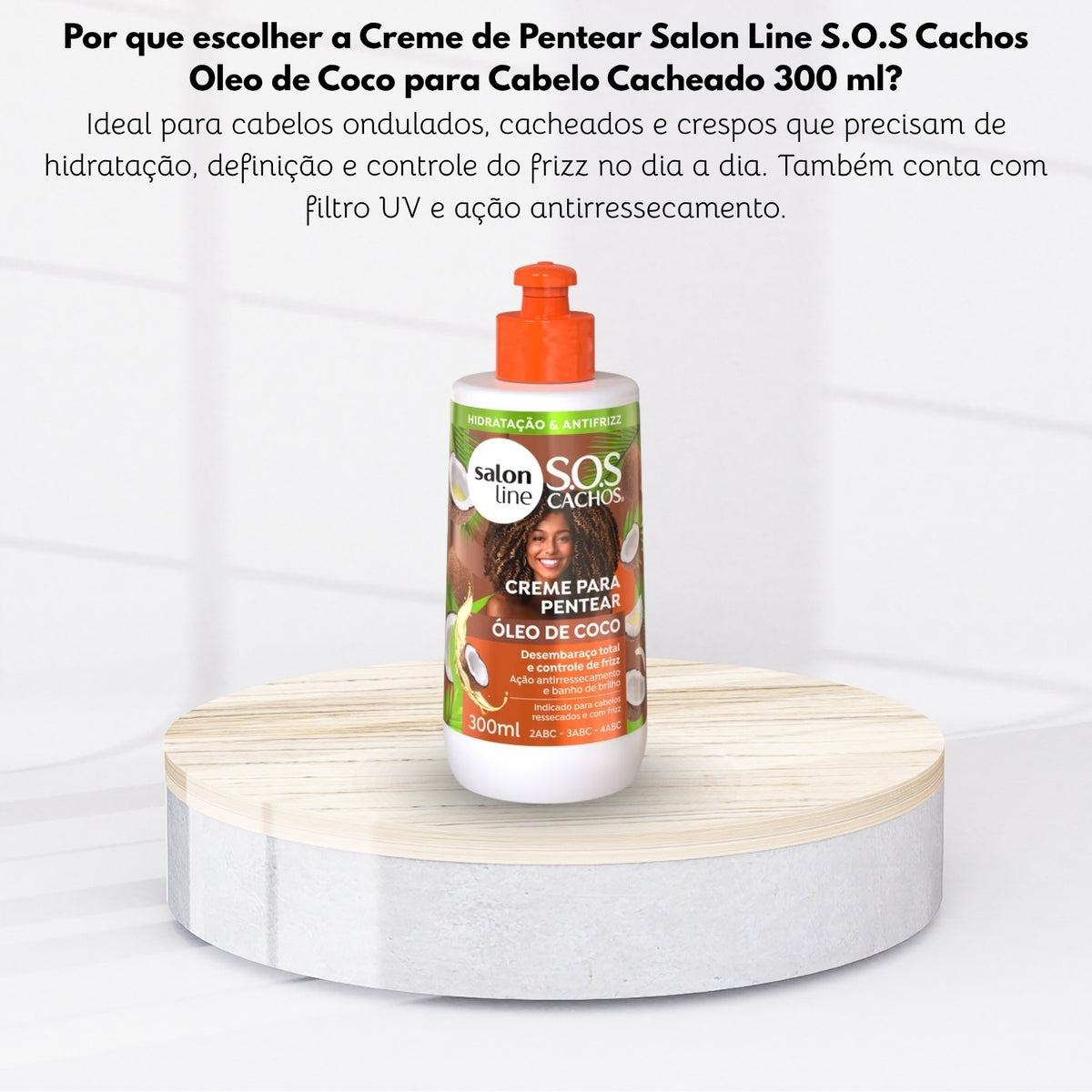 Creme de Pentear Salon Line S.O.S Cachos Oleo de Coco para Cabelo Cacheado 300 ml