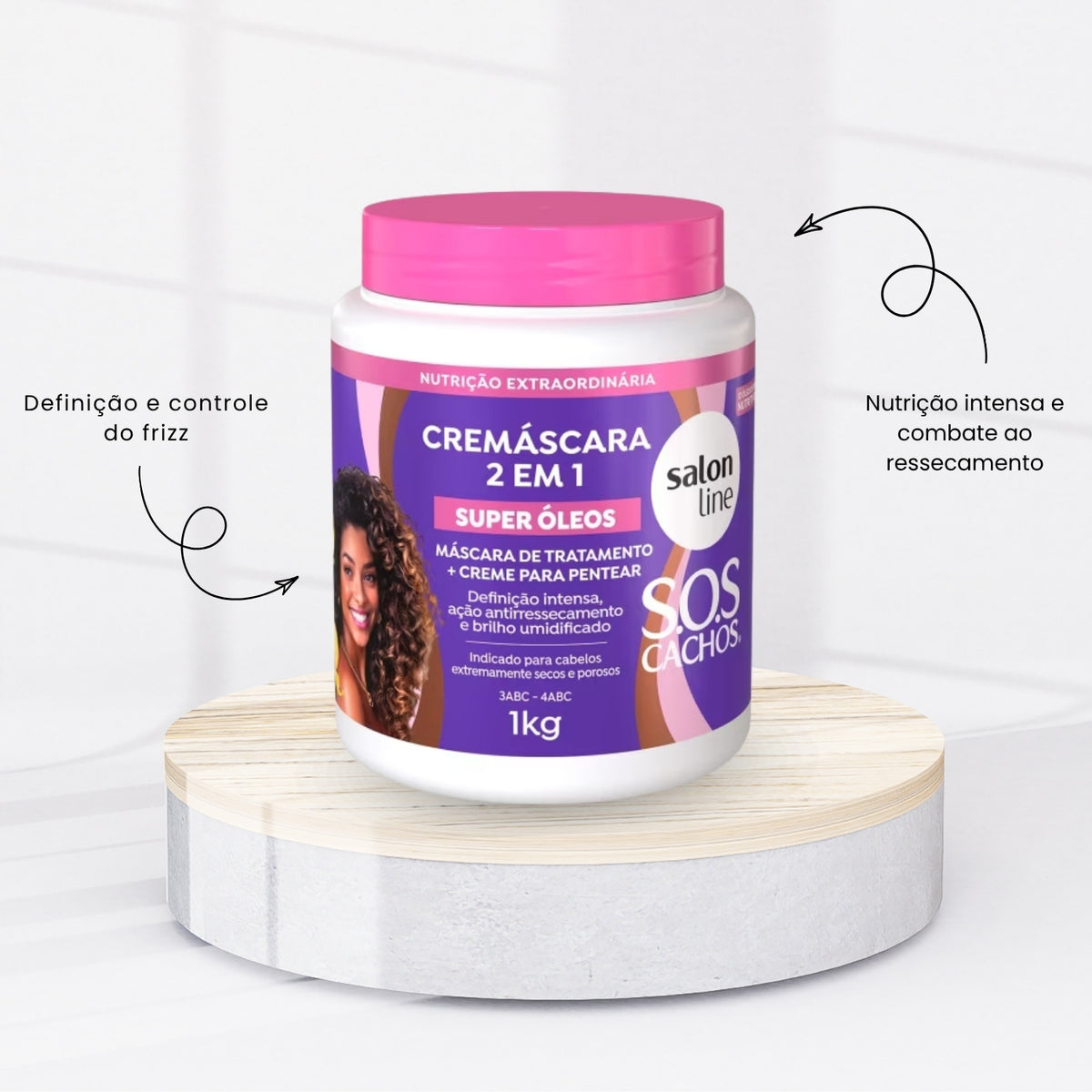 Salon Line S.O.S Cachos Super Óleos Creme de Pentear para Cabelo Cacheado e Máscara 1 Kg