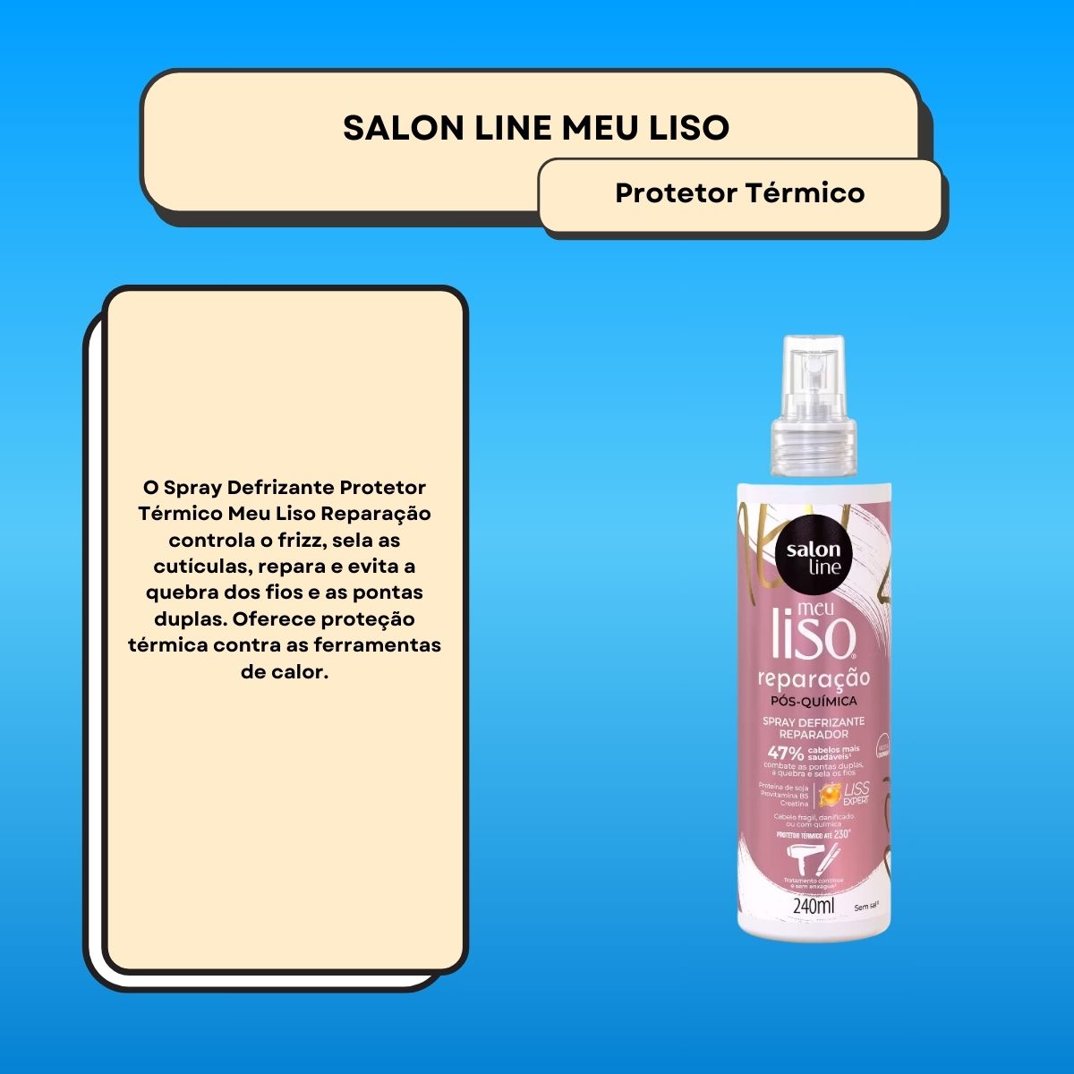 Spray Salon Line Meu Liso Protetor Térmico Reparação 240 ml