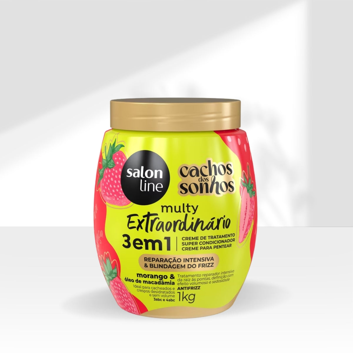 Creme de Pentear Salon Line Cachos dos Sonhos Morango Multy 3 em 1 Creme para Cabelo Cacheado 1 Kg