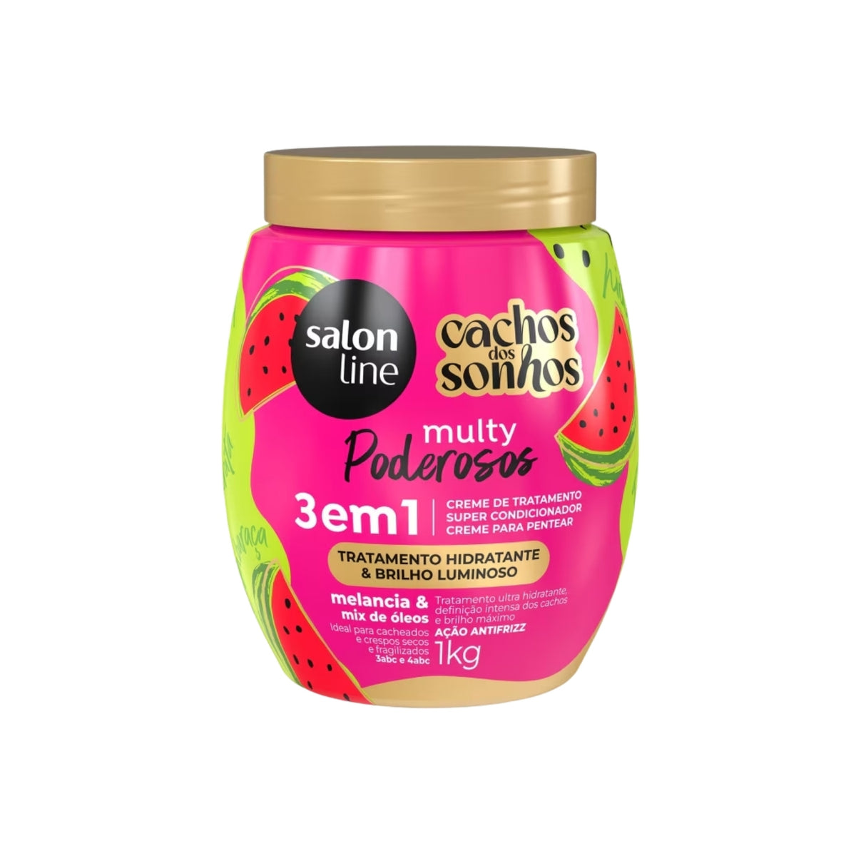 Creme de Pentear Salon Line Cachos dos Sonhos Melancia Multy 3 em 1 Creme para Cabelo Cacheado 1 Kg
