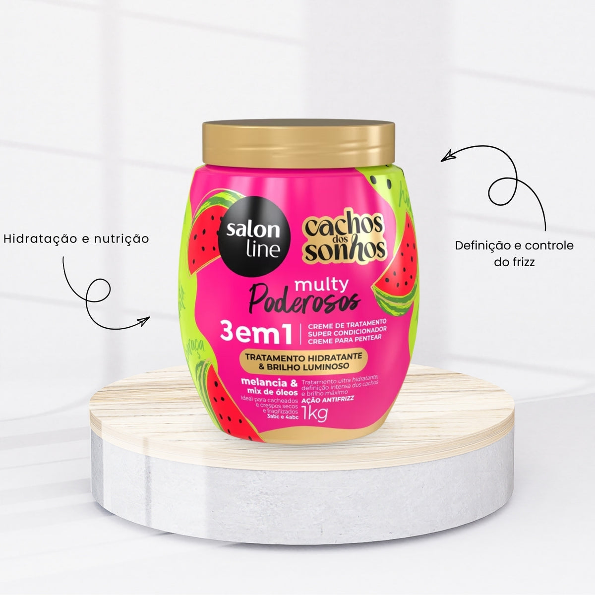 Creme de Pentear Salon Line Cachos dos Sonhos Melancia Multy 3 em 1 Creme para Cabelo Cacheado 1 Kg