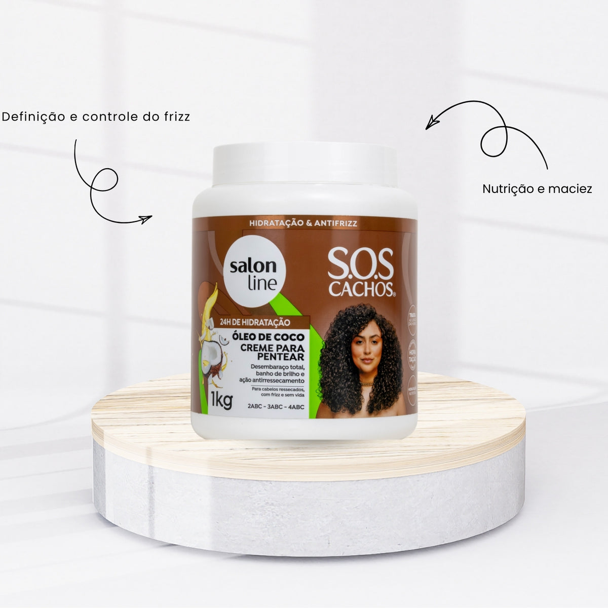 Creme de Pentear Salon Line S.O.S Cachos Oleo de Coco para Cabelo Cacheado 1 Kg