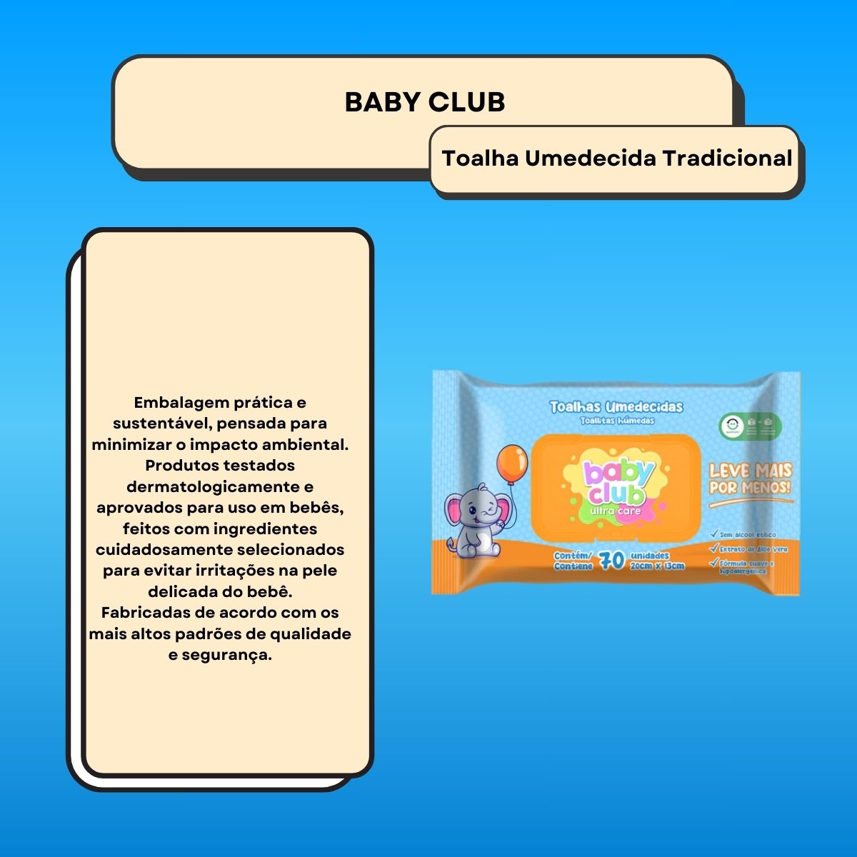 Baby Club Toalhas Umedecidas Tradicional 70 Folhas