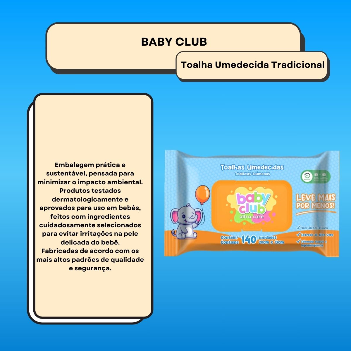 Baby Club Toalhas Umedecidas Tradicional 140 Folhas