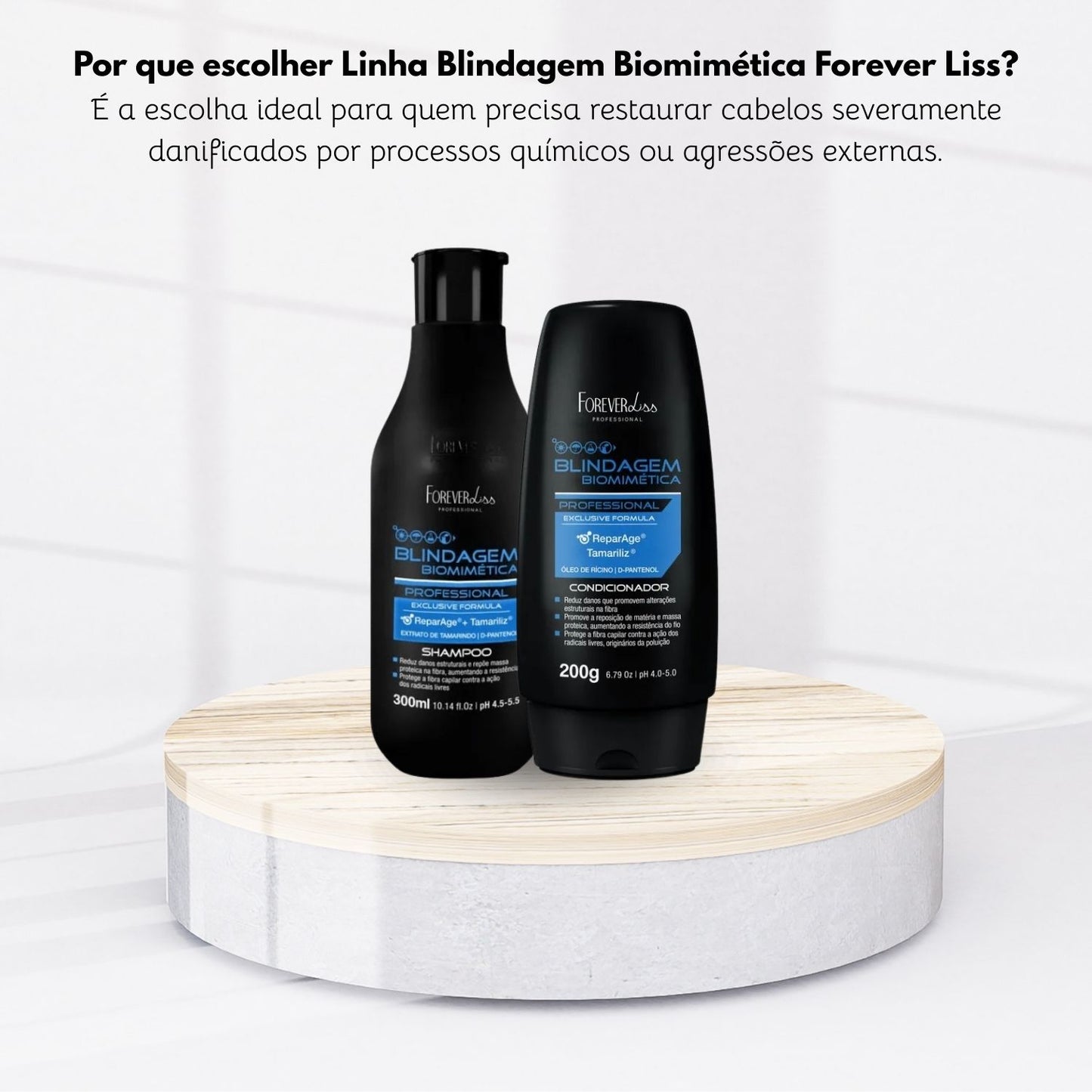 Kit Forever Liss Blindagem Biomimética Capilar Shampoo +Condicionador