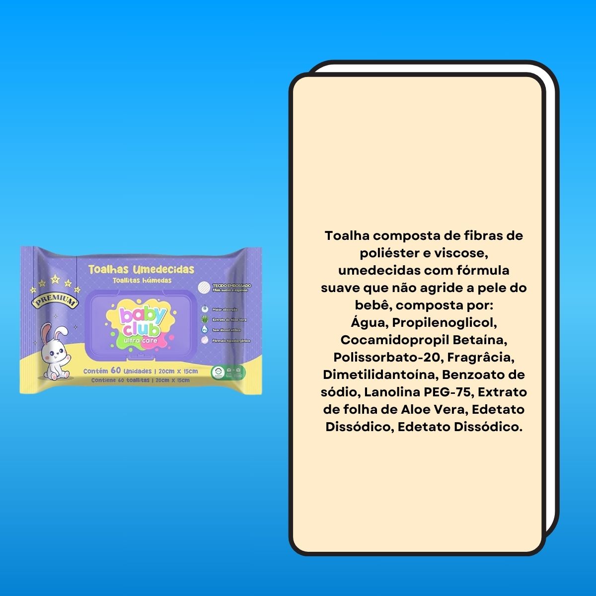 Baby Club Toalhas Umedecidas Premium 60 Folhas